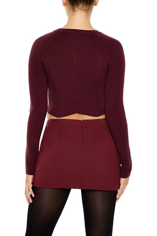 Notched Cropped Sweater