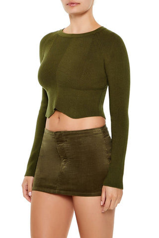 Notched Cropped Sweater