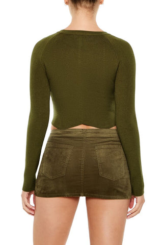 Notched Cropped Sweater