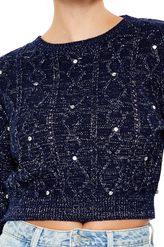 Glitter Knit Rhinestone Sweater