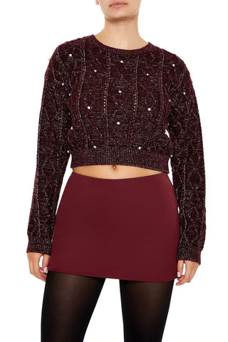 Glitter Knit Rhinestone Sweater
