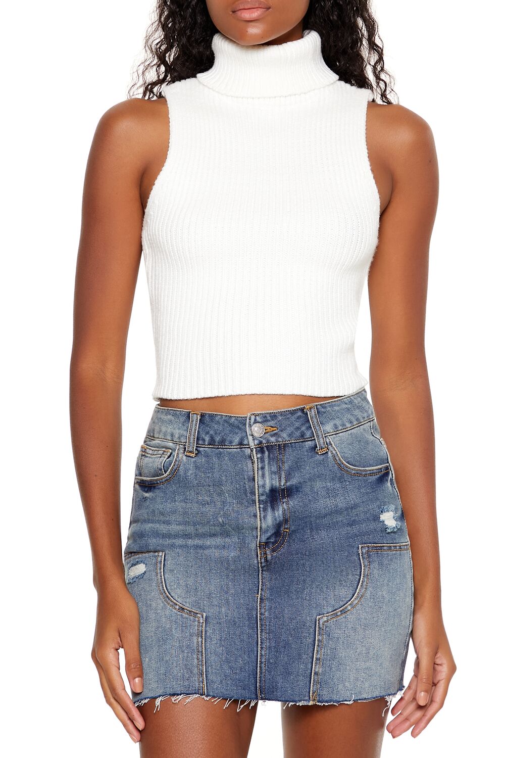  Forever 21 Turtleneck Sweater-Knit Tank Top - black - Bonton