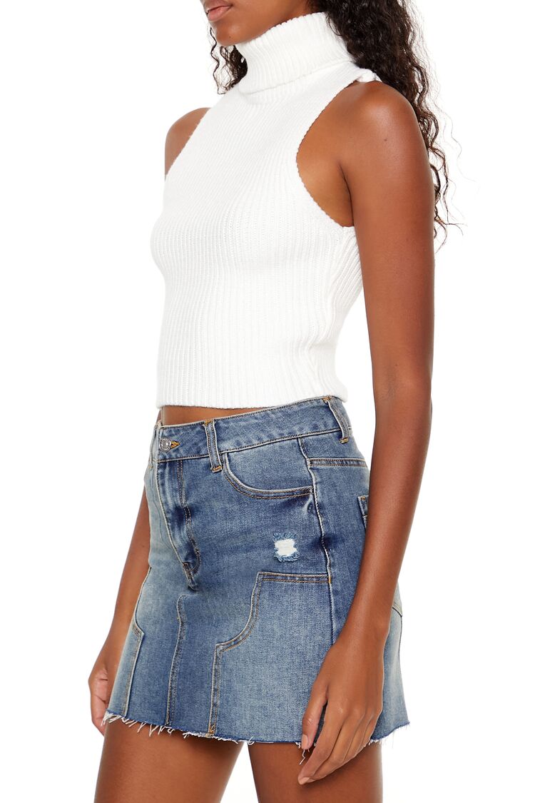  Forever 21 Turtleneck Sweater-Knit Tank Top - black - Bonton