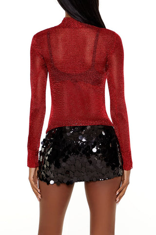 Sheer Glitter Turtleneck Sweater