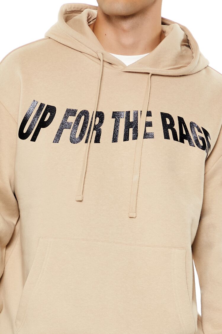  Forever 21 Up For The Rage Glitter Graphic Hoodie - taupe black - Bonton