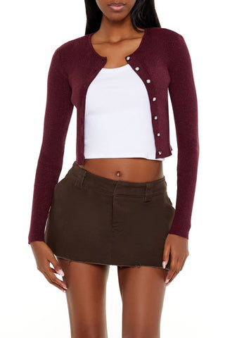 Faux Pearl Glitter Cardigan Sweater