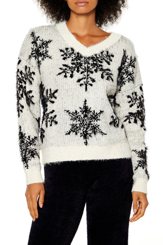 Fuzzy Knit Snowflake Sweater