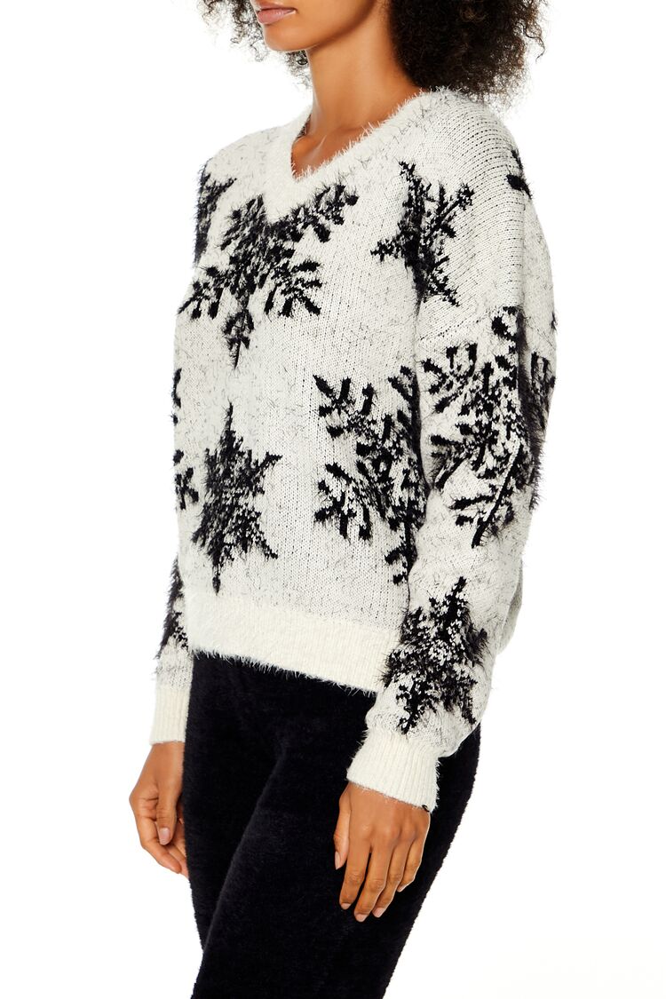  Forever 21 Fuzzy Knit Snowflake Sweater - white multi - Bonton