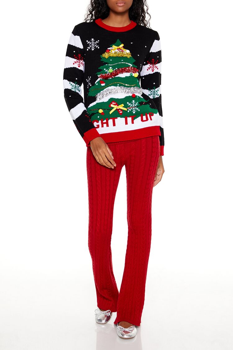  Forever 21 Light It Up Christmas Tree Sweater - black multi - Bonton