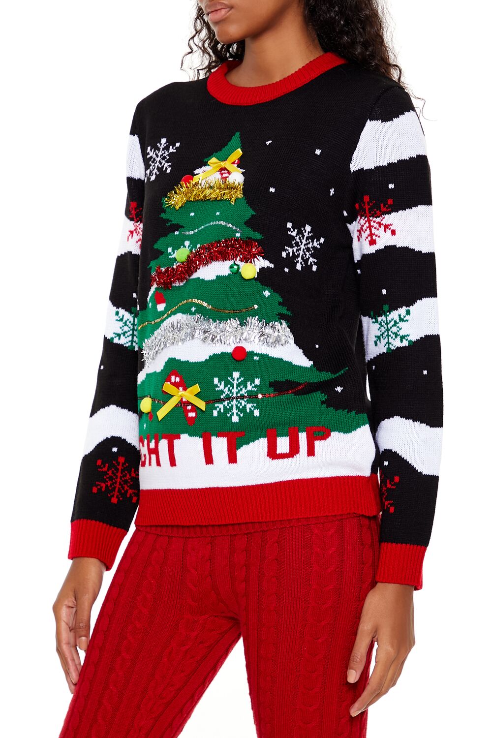  Forever 21 Light It Up Christmas Tree Sweater - black multi - Bonton