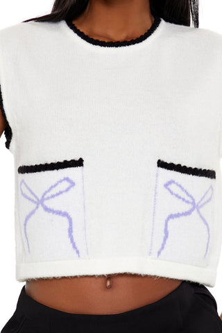 Cropped Bow Sweater Vest