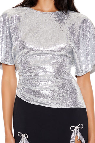 Sequin Butterfly-Sleeve Top