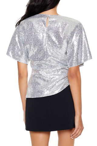 Sequin Butterfly-Sleeve Top