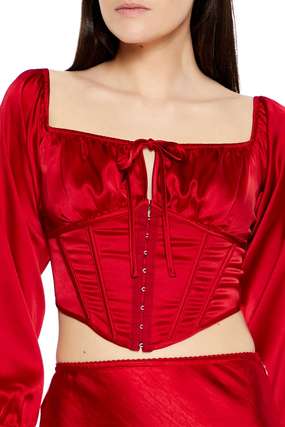  Forever 21 Satin Corset Crop Top - black - Bonton