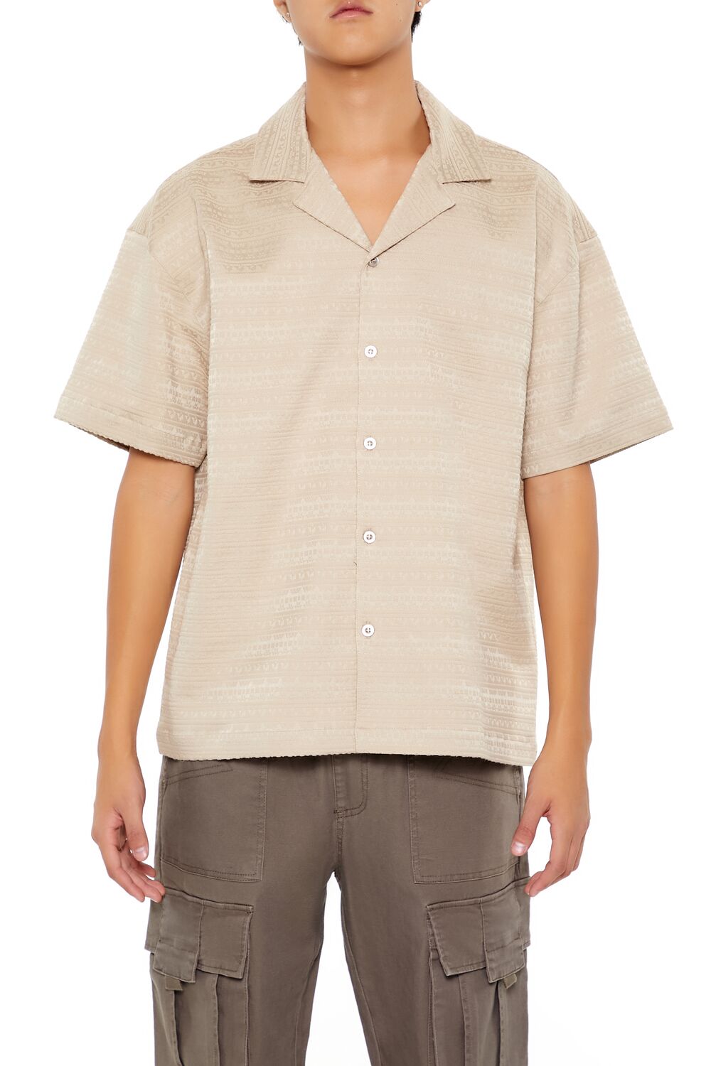  Forever 21 Striped Drop-Sleeve Shirt - taupe - Bonton