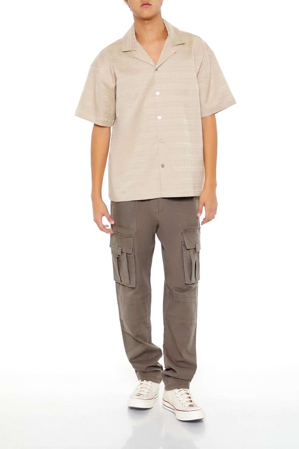  Forever 21 Striped Drop-Sleeve Shirt - taupe - Bonton