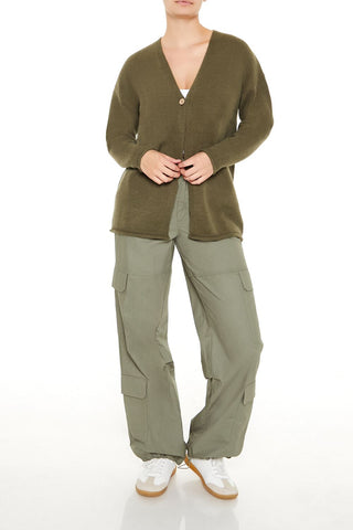 Split-Hem Cardigan Sweater