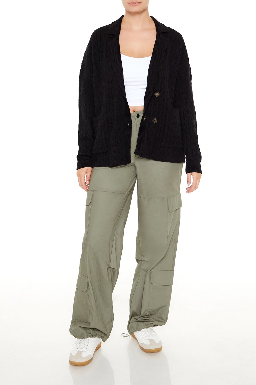  Forever 21 Double-Breasted Cardigan Sweater - black - Bonton