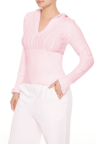 Hooded Cable Knit Sweater