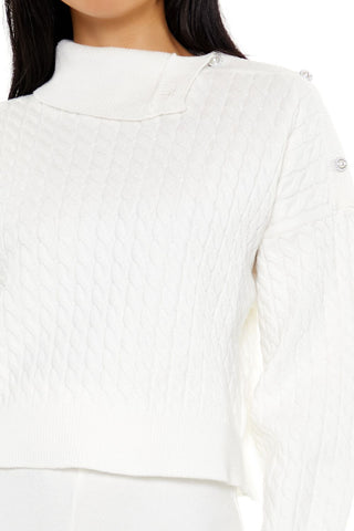 Faux Pearl Cable Knit Sweater