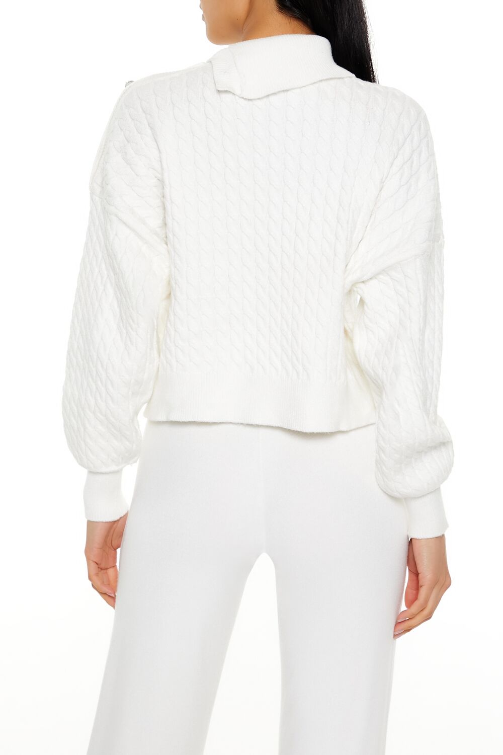  Forever 21 Faux Pearl Cable Knit Sweater - egret - Bonton