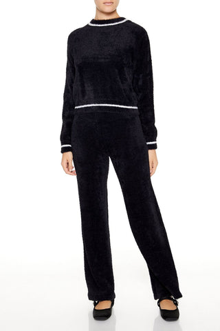 Two-Tone Fuzzy Knit Sweater