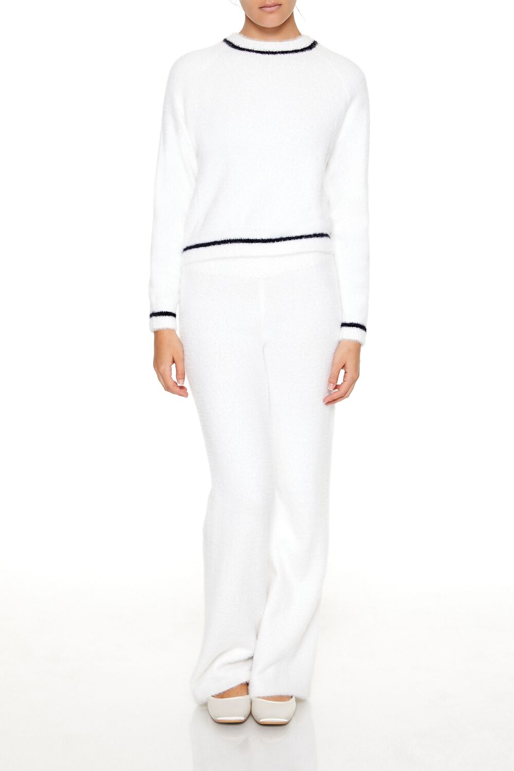  Forever 21 Two-Tone Fuzzy Knit Sweater - black white - Bonton