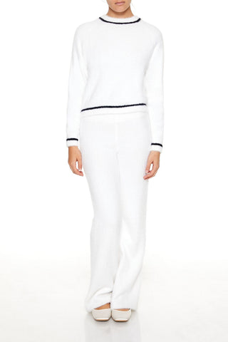 Two-Tone Fuzzy Knit Sweater