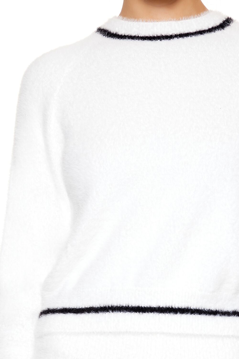  Forever 21 Two-Tone Fuzzy Knit Sweater - black white - Bonton