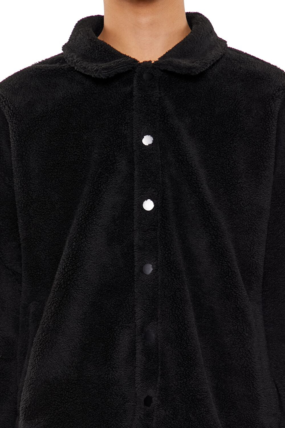  Forever 21 Plush Drop-Sleeve Shacket - black-swatch - Bonton