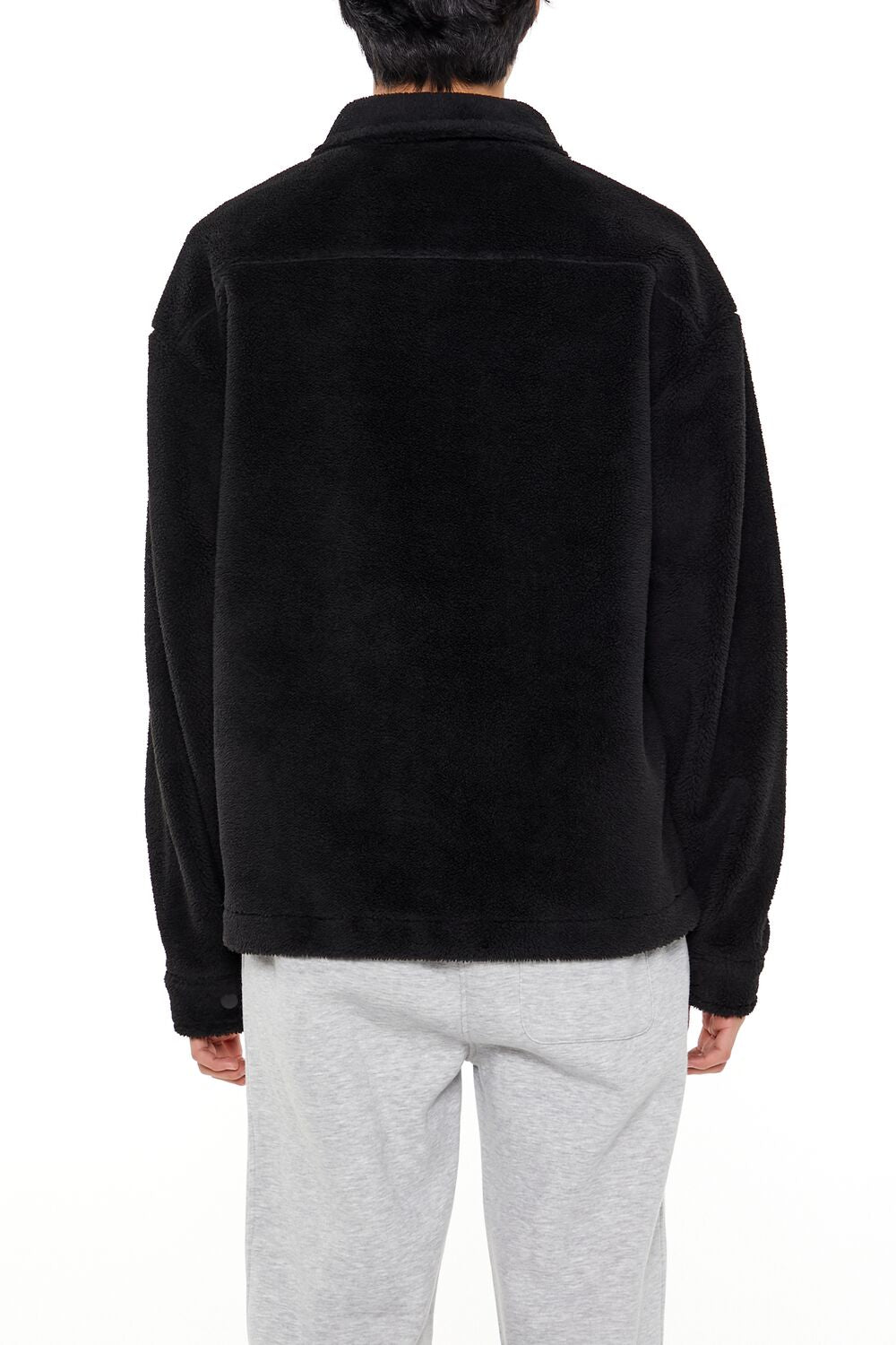  Forever 21 Plush Drop-Sleeve Shacket - black-swatch - Bonton
