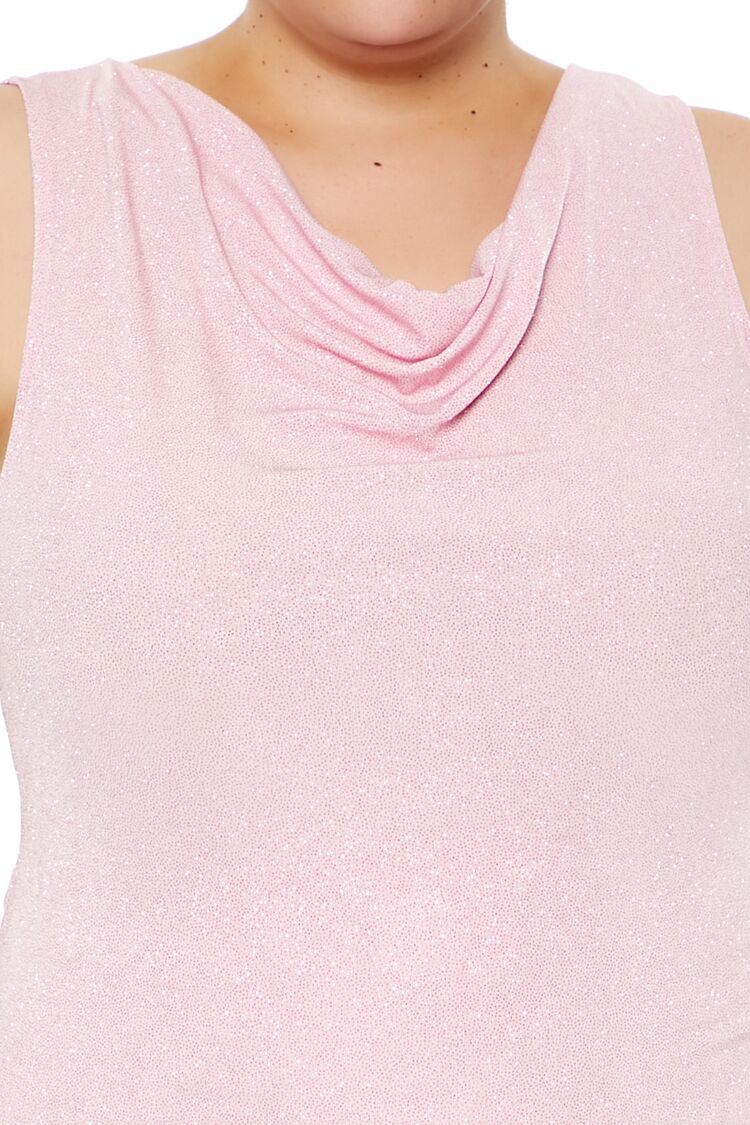  Forever 21 Plus Size Glitter Knit Cowl Tank Top - black - Bonton