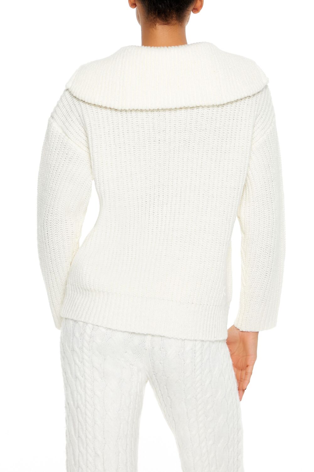  Forever 21 Ribbed Knit Zip-Up Sweater - white - Bonton