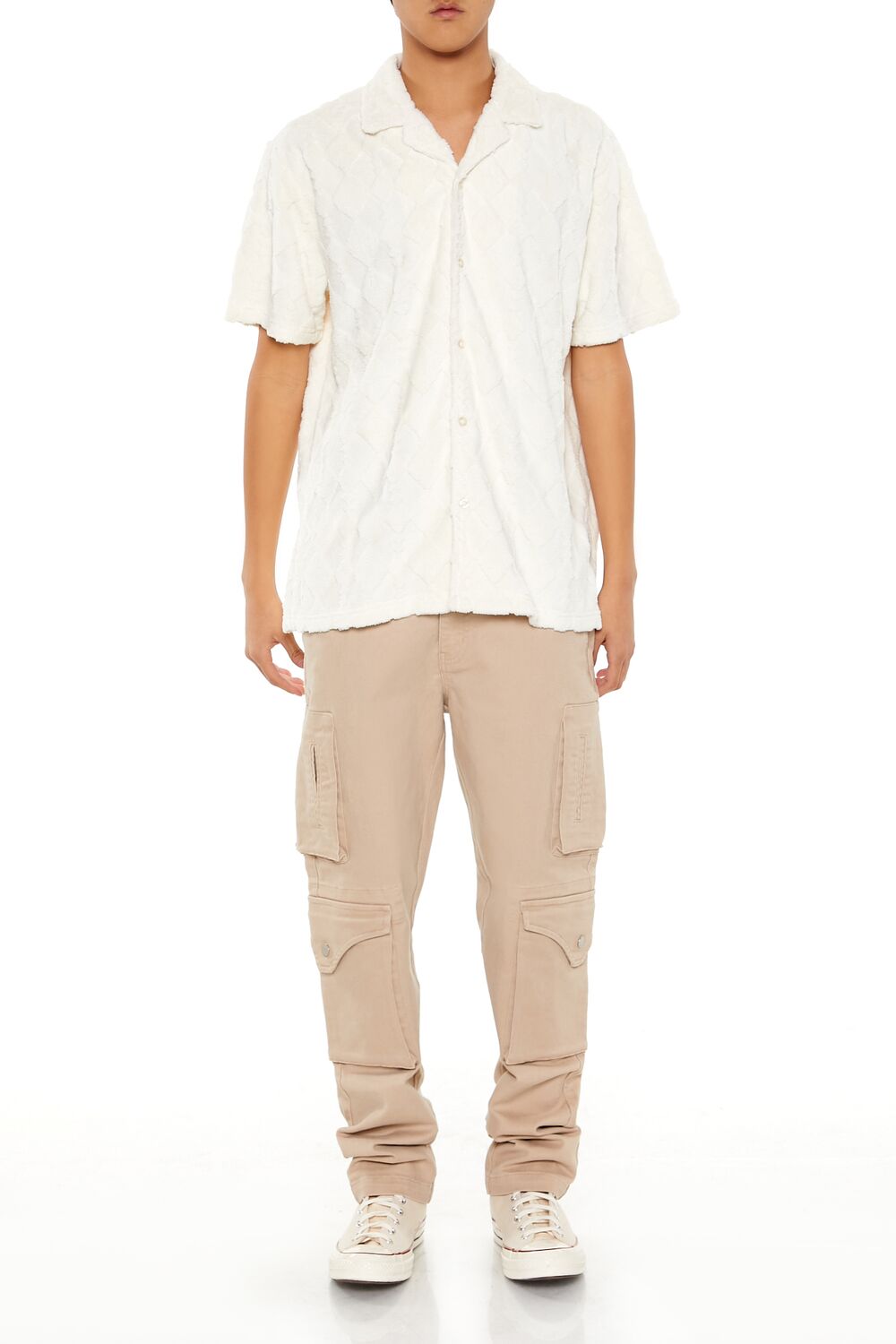  Forever 21 Plush Lattice Shirt - cream - Bonton
