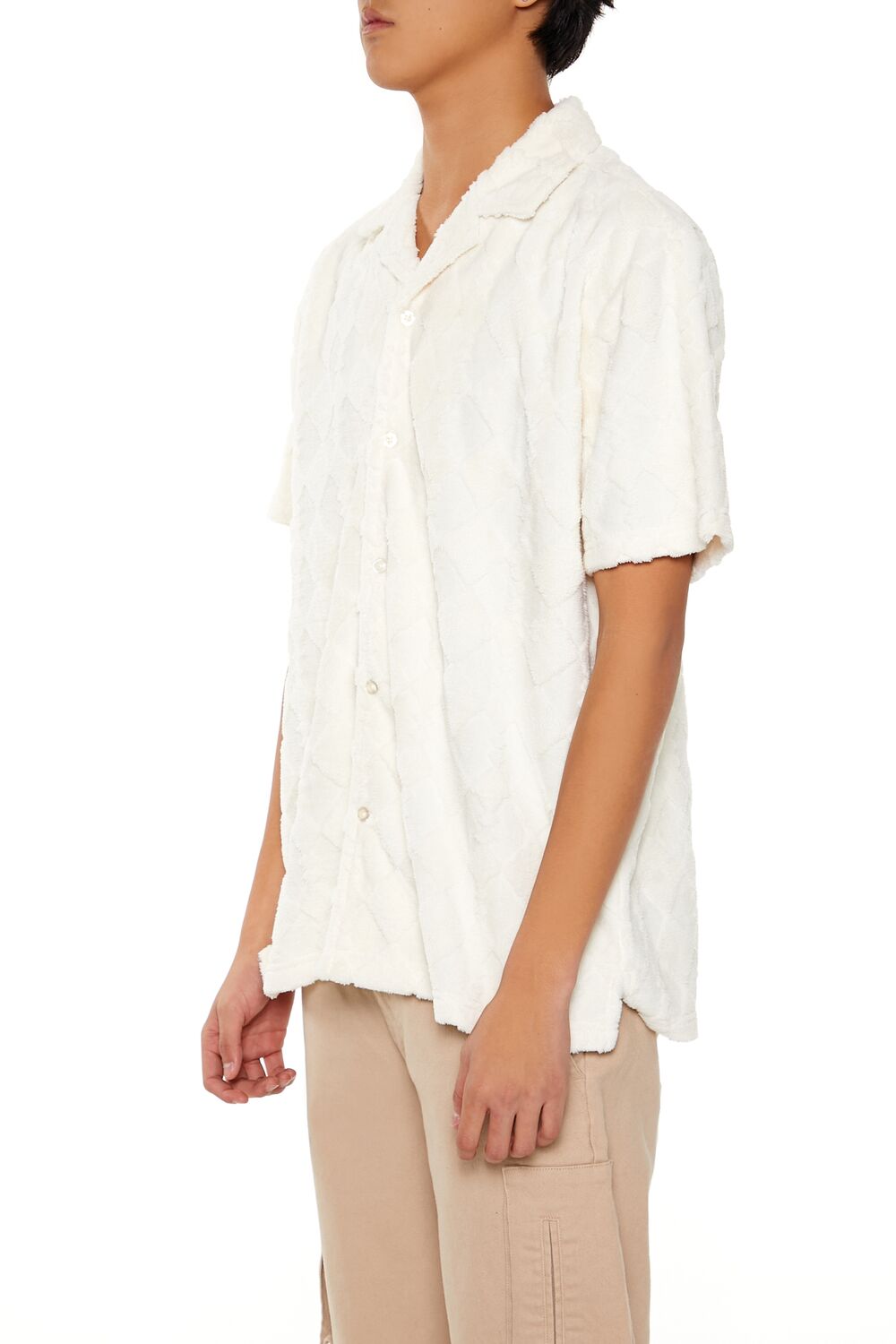  Forever 21 Plush Lattice Shirt - cream - Bonton