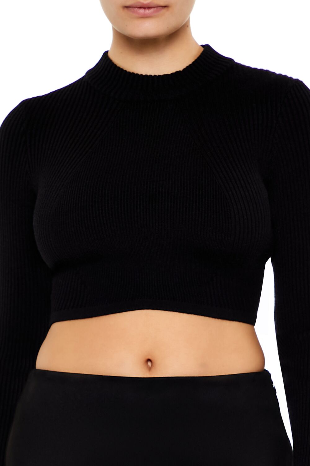  Forever 21 Cropped Mock Neck Sweater - black - Bonton
