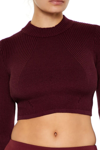 Cropped Mock Neck Sweater