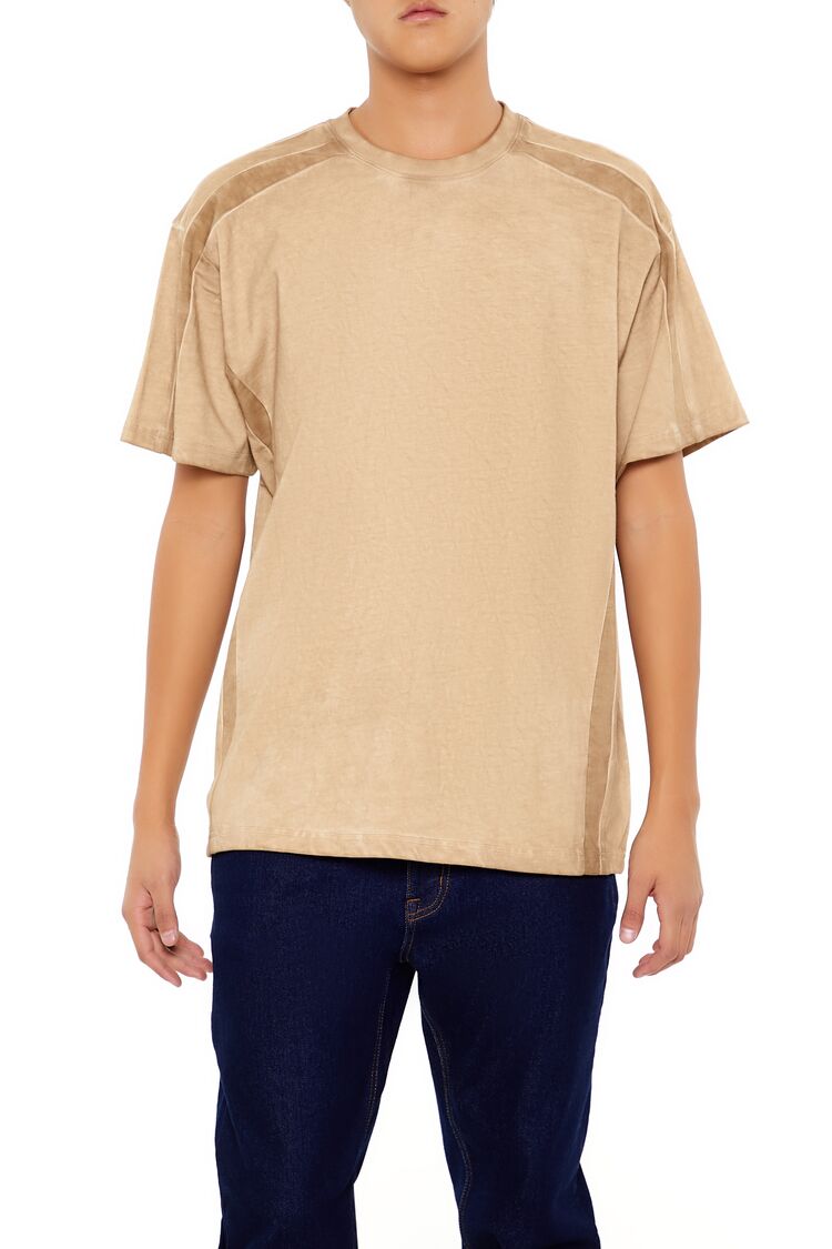  Forever 21 Washed Shoulder-Panel Tee - camel - Bonton