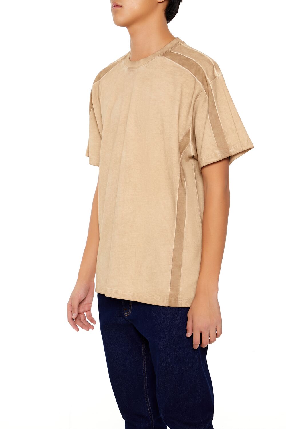  Forever 21 Washed Shoulder-Panel Tee - camel - Bonton