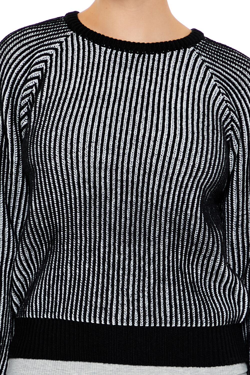  Forever 21 Striped Ribbed Knit Sweater - black white - Bonton