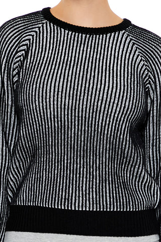 Striped Ribbed Knit Sweater