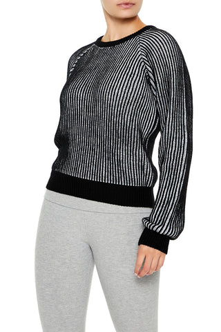 Striped Ribbed Knit Sweater