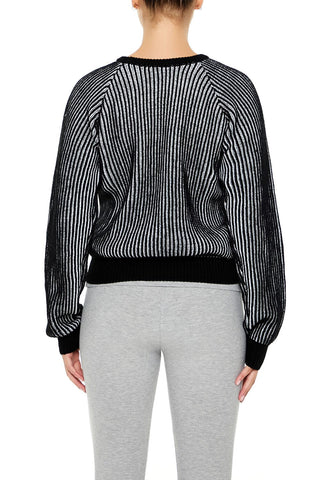 Striped Ribbed Knit Sweater