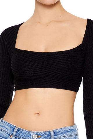 Super Cropped Sweater-Knit Top