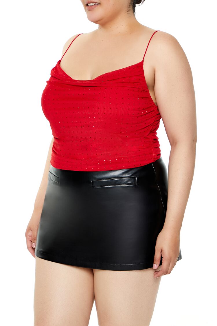 Forever 21 Plus Size Clip Dot Cowl Cami - red - Bonton
