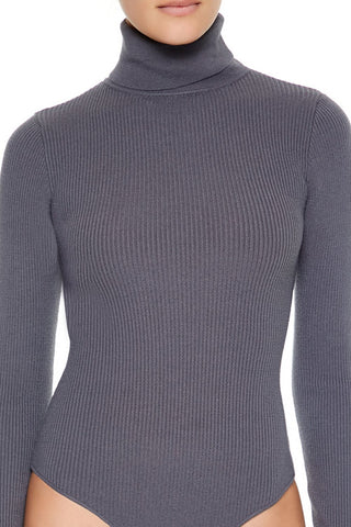 Sweater-Knit Turtleneck Bodysuit