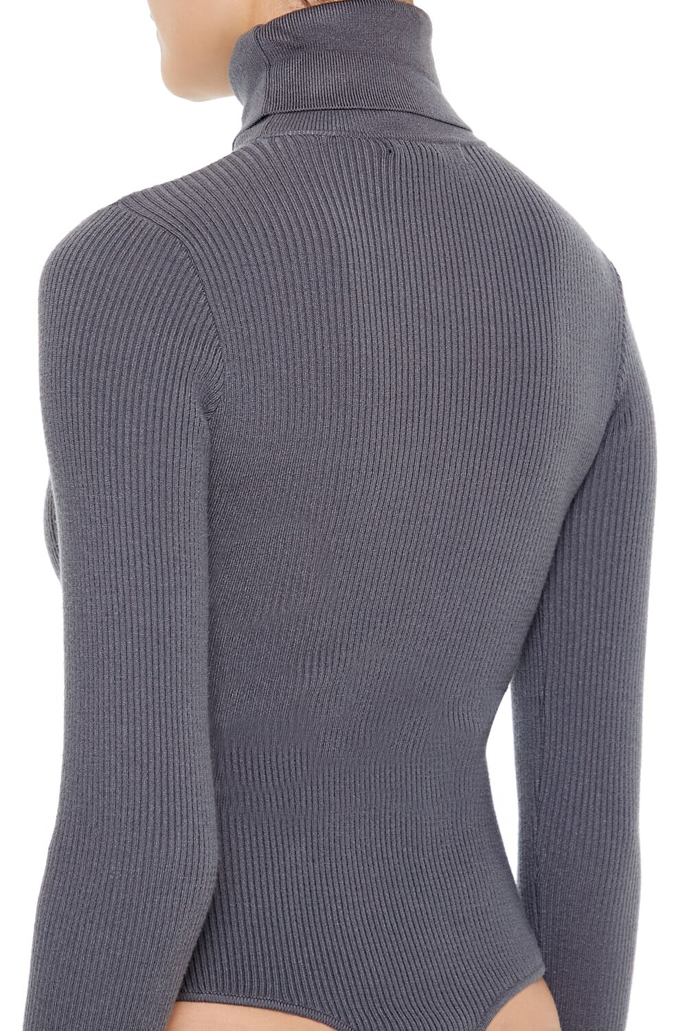  Forever 21 Sweater-Knit Turtleneck Bodysuit - dark grey - Bonton
