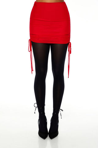 Mesh Drawstring Mini Skirt