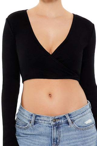 Surplice Crop Wrap Top