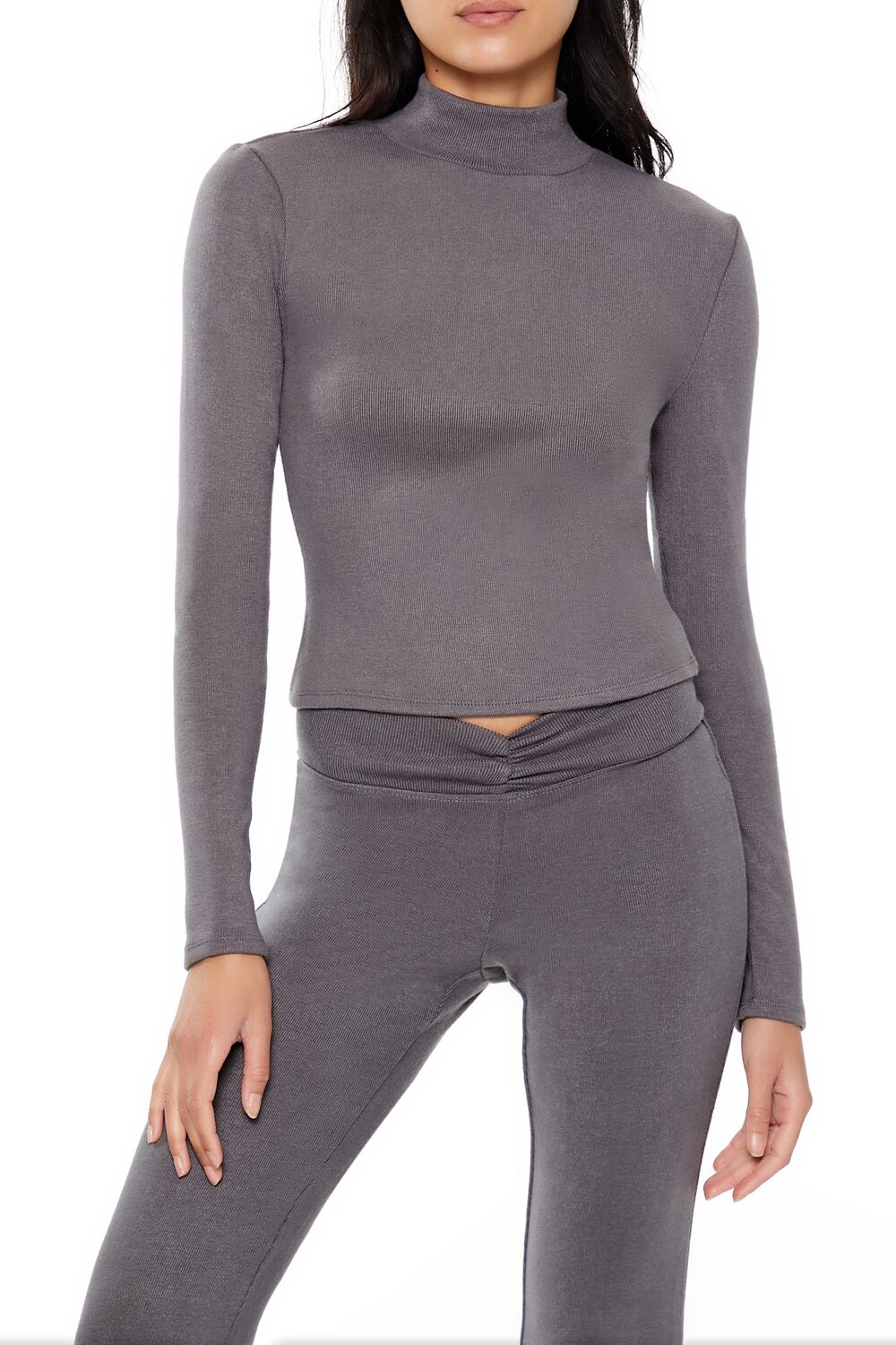  Forever 21 Cropped Mock Neck Top - grey - Bonton